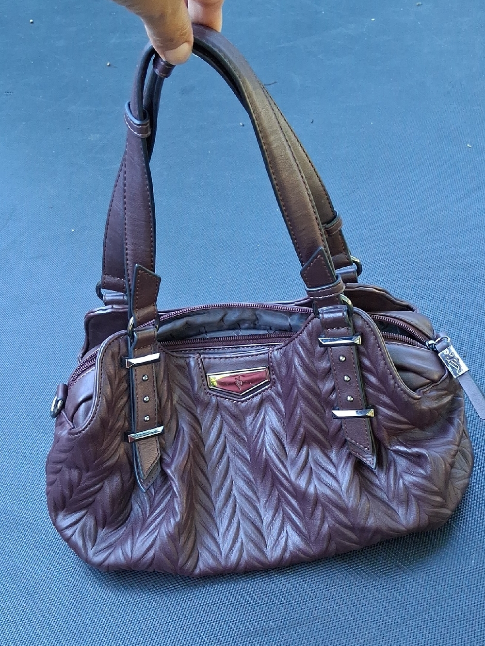 Simply Vera Vera Wang Quilted Chevron Shoulder Bag in Plum